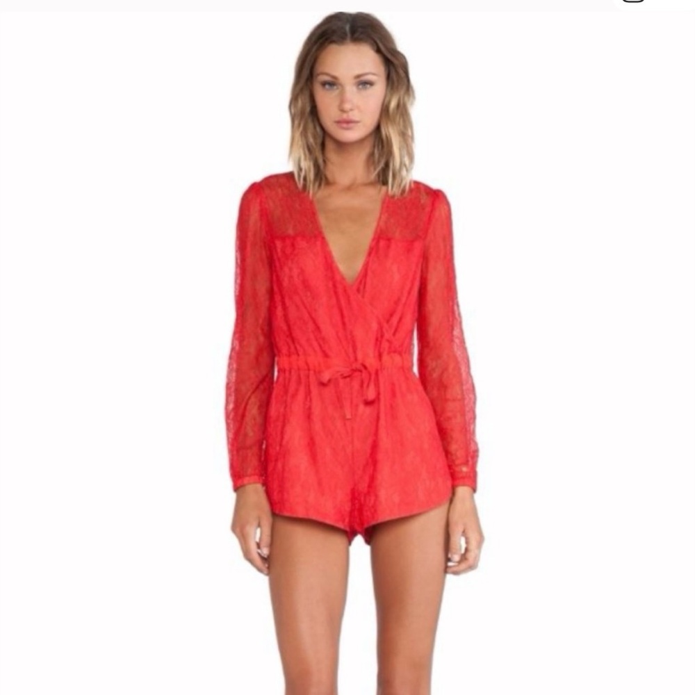Stylestalker Red Lace Romper